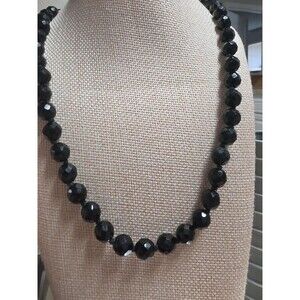 Vintage Faceted Black Glass Necklace